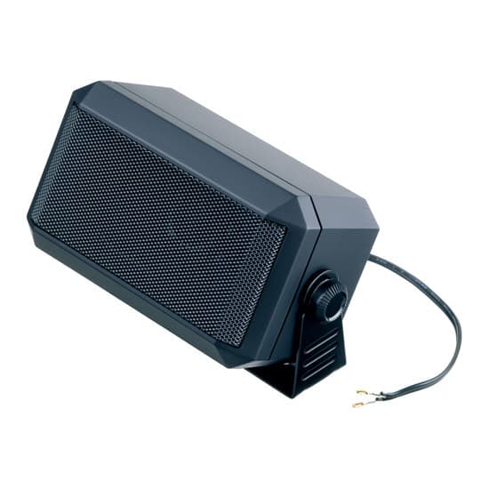 Černý externí reproduktor Motorola RSN4003 7.5W s mřížkou zepředu, otočným držákem z boku a odhalenými kabely s kontakty vpravo.