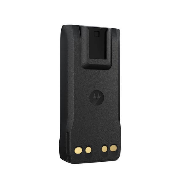 Čelní pohled na černou LiIon baterii PMNN4808 2450 mAh s logem Motorola a čtyřmi zlatými kontakty na spodní straně.