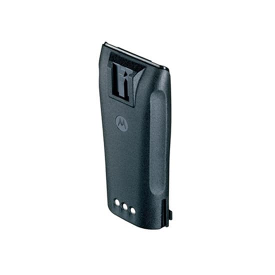 Černá baterie Motorola PMNN4258 LiIon 2900mAh, šikmý pohled shora, s kontakty a otvorem pro montáž.