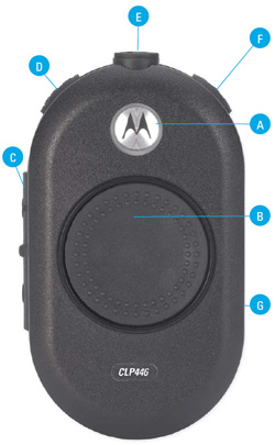 Motorola CLP446 - popis ovládacích prvků vysílačky
